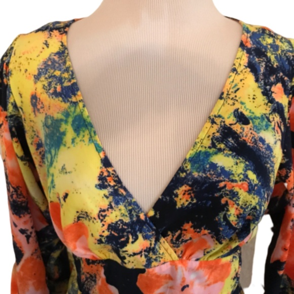 Betsy Johnson Multi Color Floral Blouse✨Size S - Picture 2 of 7